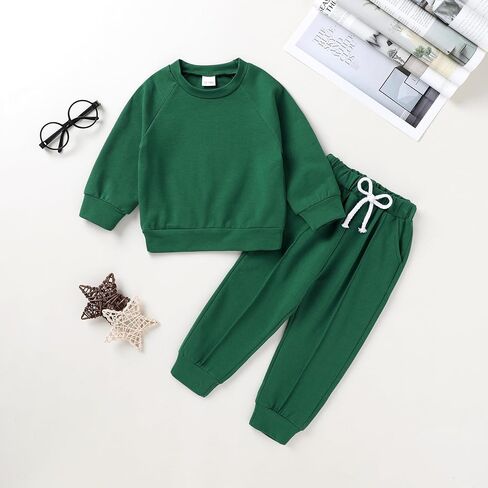 YOUNGER TREE Toddler Fall Outfits for Girl Long Sleeve Sweatsuit Top and Sweatpants Set Baby Girl Clothes in Kuwait