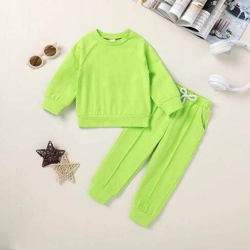 YOUNGER TREE Toddler Fall Outfits for Girl Long Sleeve Sweatsuit Top and Sweatpants Set Baby Girl Clothes in Kuwait