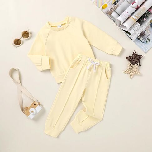 YOUNGER TREE Toddler Fall Outfits for Girl Long Sleeve Sweatsuit Top and Sweatpants Set Baby Girl Clothes in Kuwait