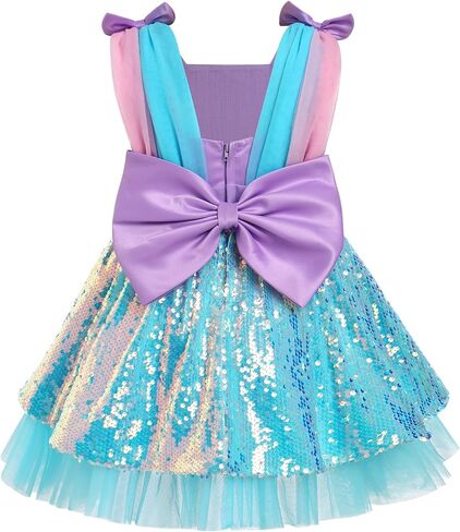 IBTOM CASTLE Toddler Baby Girl Birthday Party Dress Mermaid Princess Sleeveless Sparkle Sequins Bow Ruffle Tulle Tutu Dress in Saudi Arabia