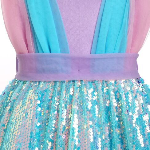 IBTOM CASTLE Toddler Baby Girl Birthday Party Dress Mermaid Princess Sleeveless Sparkle Sequins Bow Ruffle Tulle Tutu Dress in Saudi Arabia