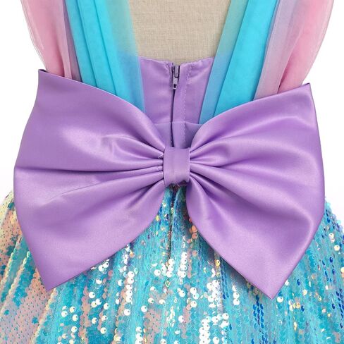 IBTOM CASTLE Toddler Baby Girl Birthday Party Dress Mermaid Princess Sleeveless Sparkle Sequins Bow Ruffle Tulle Tutu Dress in Saudi Arabia