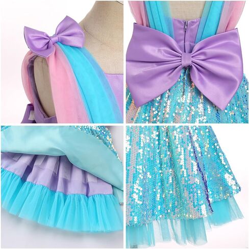 IBTOM CASTLE Toddler Baby Girl Birthday Party Dress Mermaid Princess Sleeveless Sparkle Sequins Bow Ruffle Tulle Tutu Dress in Saudi Arabia