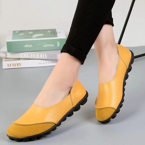 Women's Cowhide Leather Loafers Flats Moccasins Slip-On in Saudi Arabia
