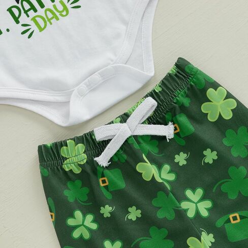 صبي الطفل الجديد القديس باتريكز ، رسالة الزي ، طباعة طبع طويل الأكمام رومبير سراويل سراويل سراويل القبع in Kuwait