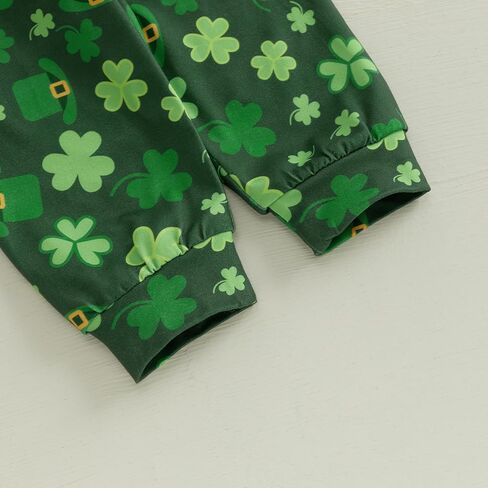 صبي الطفل الجديد القديس باتريكز ، رسالة الزي ، طباعة طبع طويل الأكمام رومبير سراويل سراويل سراويل القبع in Kuwait