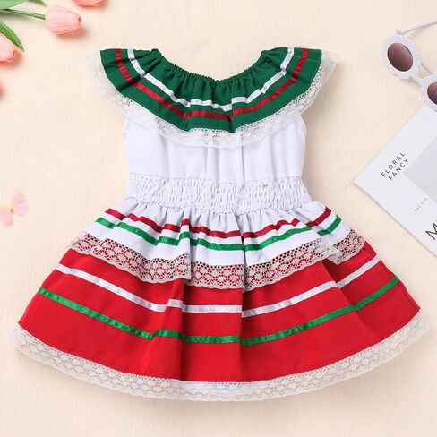Infants Baby Girls Mexican Dress for Halloween Day of The Dead Traditional Folk Drape Romper Dress in Kuwait