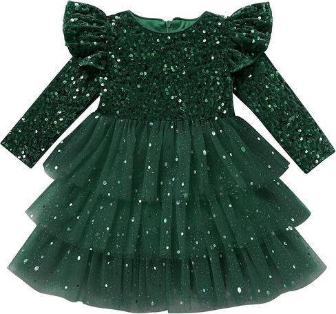 IBTOM CASTLE Infant Girls Fall Velvet Dress Kids Christmas Sequins Dress Formal Tulle Birthday Evening Dress Pageant in Saudi Arabia