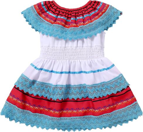 Infants Baby Girls Mexican Dress for Halloween Day of The Dead Traditional Folk Drape Romper Dress in Kuwait