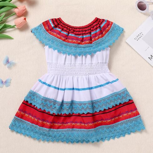 Infants Baby Girls Mexican Dress for Halloween Day of The Dead Traditional Folk Drape Romper Dress in Kuwait