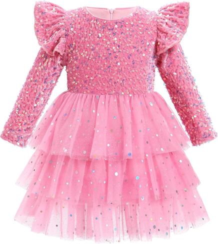 IBTOM CASTLE Infant Girls Fall Velvet Dress Kids Christmas Sequins Dress Formal Tulle Birthday Evening Dress Pageant in Saudi Arabia