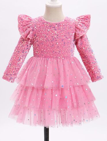 IBTOM CASTLE Infant Girls Fall Velvet Dress Kids Christmas Sequins Dress Formal Tulle Birthday Evening Dress Pageant in Saudi Arabia