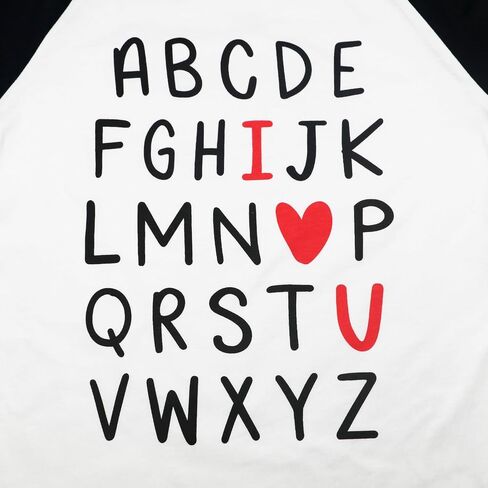 Toddler Boy Girl Valentine's Day Shirt ABC Alphabet I Love U Tee Tops Kids Raglan Long Sleeve T-Shirt 2-7 Years in Kuwait
