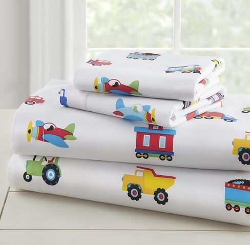 Wildkin 100 ٪ Cotton 7 PC Full Bed-A-Bag for Boys & Girls ، مجموعة الفراش تشمل المعزي ، ورقة مسطحة ، ورقة مجهزة ، اثنين من وسادات وشمس ، مجموعة من الحضن المريح (القطارات ، الطائرات والشاحنات) in Kuwait