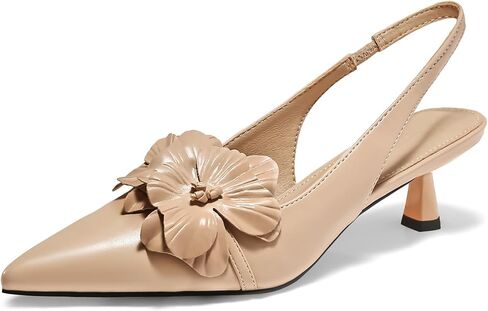 Coutgo Womens Slingback Kitten Heels Flower Closed Pointed Toe Pumps Wedding Party Dress Sandals Shoes in Saudi Arabia