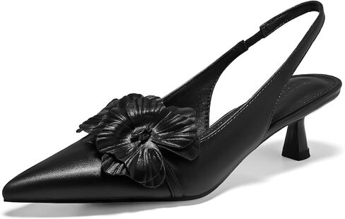 Coutgo Womens Slingback Kitten Heels Flower Closed Pointed Toe Pumps Wedding Party Dress Sandals Shoes in Saudi Arabia
