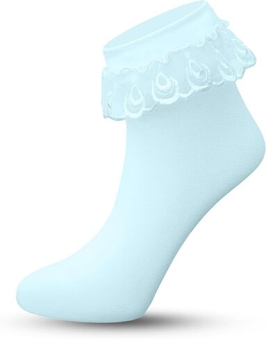 Sugar Sunday Women's Lace Ruffle Frilly Ankle High Casual Socks in Kuwait