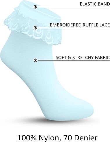 Sugar Sunday Women's Lace Ruffle Frilly Ankle High Casual Socks in Kuwait