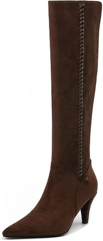 Knee High Boots Women Kitten Heel Suede Tall Boots for Women Pointed Toe Long Boots with Zip in Saudi Arabia