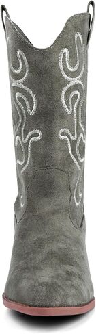 Bandkos Womens Mid Calf Boot, Comfortable Cowboy Chunky Boots Block Heel Pointed Toe Fashion Suede Slouch Boots in Saudi Arabia