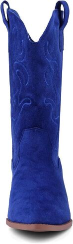 Bandkos Womens Mid Calf Boot, Comfortable Cowboy Chunky Boots Block Heel Pointed Toe Fashion Suede Slouch Boots in Saudi Arabia