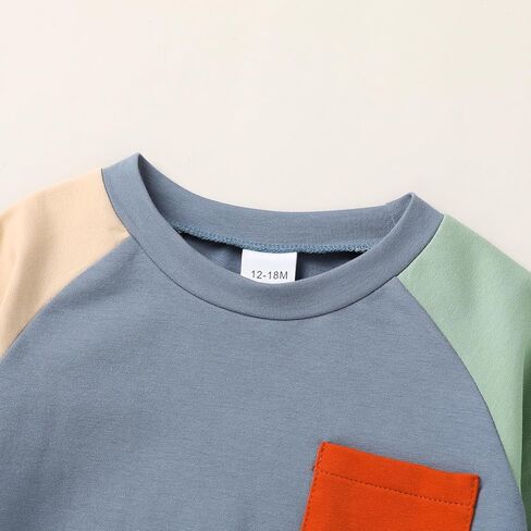Toddler Boy Girl Fall Outfit Color Block Clothes 2Pcs Sets Long Sleeve Sweatshirt Top and Pants in Saudi Arabia