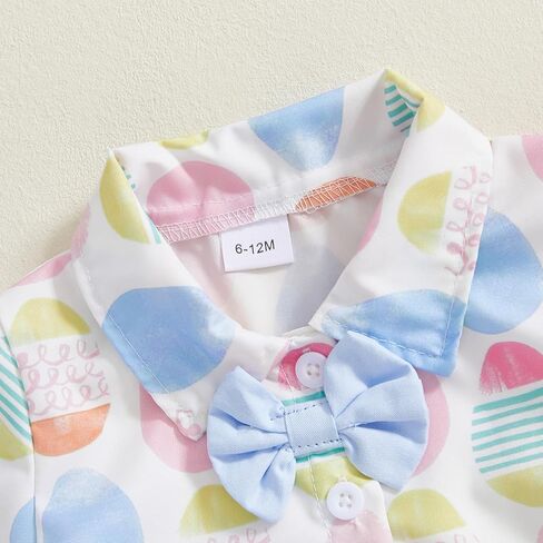 Toddler Baby Boy Easter Outfit Bunny Print Short Sleeve Button Down Shirt Pockets Shorts 2Pcs Set Gentleman Outfits in Kuwait