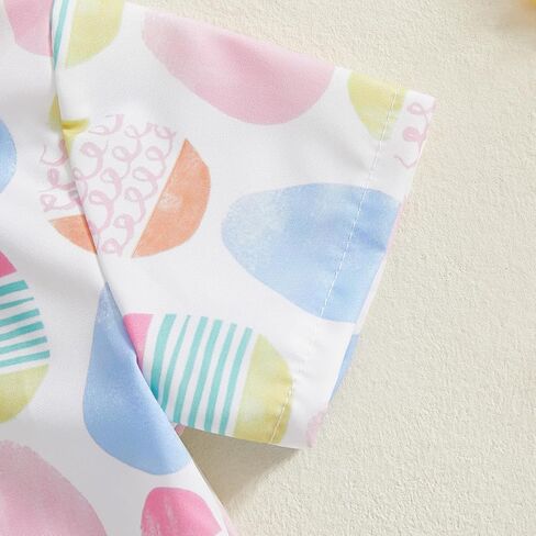 Toddler Baby Boy Easter Outfit Bunny Print Short Sleeve Button Down Shirt Pockets Shorts 2Pcs Set Gentleman Outfits in Kuwait