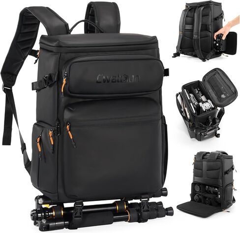 حقيبة كاميرا CWATCUN ، حقيبة كاميرا DSLR/SLR/SLR/Mirrorless مع حامل ثلاثي القوائم وأجهزة الطائرات بدون طيار/كمبيوتر محمول ، حقيبة تصوير متعددة الوظائف مقاومة للماء متوافقة مع Canon/Nikon/Sony/DJI in Kuwait