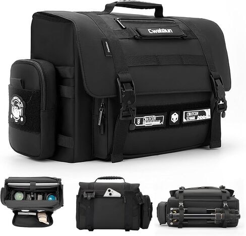 Cwatcun Large Tactical Camera Sling Bag, Crossbody Case with Tripod Holder | Fits 2cameras+2lenses+15.6"laptop. Tactical webbing, removable pouches, magnetic buckle, side access, padded foam in Saudi Arabia