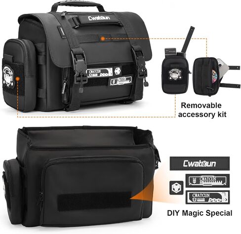 Cwatcun Large Tactical Camera Sling Bag, Crossbody Case with Tripod Holder | Fits 2cameras+2lenses+15.6"laptop. Tactical webbing, removable pouches, magnetic buckle, side access, padded foam in Saudi Arabia