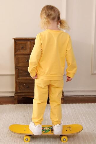 صغار شجرة الشجرة الصغرى يسقط ملابس لفتاة طويلة الأكمام من العرق والرواط العرق بطفلة طفلة ملابس الشتاء (أصفر ، 5-6 سنوات) in Kuwait