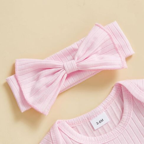 Newborn Baby Girl Clothes Jumpsuit Ruffle Romper Bodysuit Pants Headband One-Piece Coming Home Hospital Outfits in Kuwait