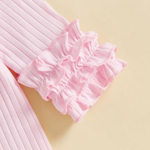 Newborn Baby Girl Clothes Jumpsuit Ruffle Romper Bodysuit Pants Headband One-Piece Coming Home Hospital Outfits in Kuwait