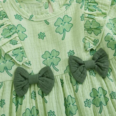 Newborn Baby Girl St Patricks Day Clothes Shamrock Ruffle Long Sleeve Romper Jumpsuit with Headband One Piece Outfit in Kuwait