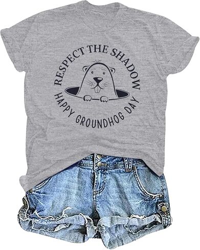 Groundhog Day Shirt Women Groundhog Day Shirts Respect The Shadow Tshirt Funny Groundhog Tee Ground Hog Tops in Kuwait