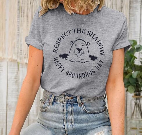 Groundhog Day Shirt Women Groundhog Day Shirts Respect The Shadow Tshirt Funny Groundhog Tee Ground Hog Tops in Kuwait