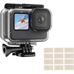 Waterproof Case Compatible with Go Pro 13 /Hero 12 /Hero 11 /Hero 10/ Hero 9Black, 197FT/60M Underwater Protective Housing Dive Kit with Mount Adapter Accessories (Waterproof case (with 3 Filters))