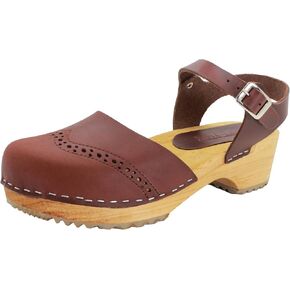 Bjork Gerda Wood Closed-Toe Leather Clogs
