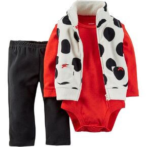 Carter's Baby Girls' 3 Piece Micro Vest Set (Baby) - Black/Red