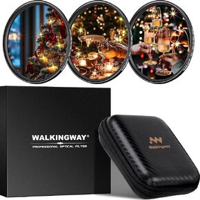 Walking Way 62mm Star Filter Set - 4, 6, 8 Points Long Line Starburst Filters, Starlight Effect Filters with Filter Pouch for Festivals, Nightscapes, and Creative Photography