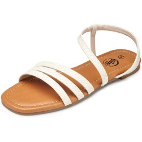 Trary Sandals for Women, Womens Sandals Shoes Square Open Toe Cute Strappy Women's Flats Sandals for Dressy Beach Summer Wedding Comfortable Casual Sandalias De Mujer