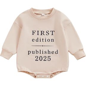 Infant Newborn Baby Boys Girls First Edition Published 2025 Long Sleeve Sweatshirt Romper Baby Announcement