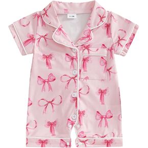 Newborn Summer Pajamas Baby Boy Girl Button Down Romper Cute Infant Sleepwear One-Piece Pjs