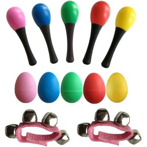 Musical Toys Mini Band Musical Instruments Rhythm Toys Value Pack[Set of 5 Egg Shakers +5 Maracas+ 2 wrist bells]