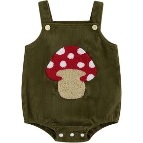 Lesimsam Newborn Baby Boy Girl Clothes Embroidered Corduroy Overall Bubble Romper Sleeveless One-Piece Suspender Jumpsuit