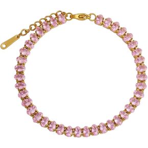 14K Gold or Sterling Silver Plated Cubic Zirconia Classic Tennis Bracelet for Women