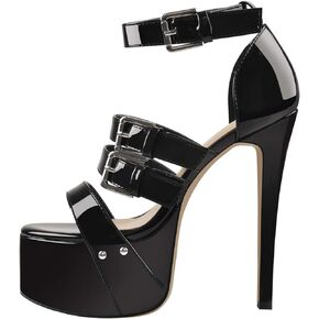 VERISSON Women's Open Toe High Heels Sandals Triple Cross Bands Buckle Strap Platform Ankle Sandals Party Dress Two-piece Sandals