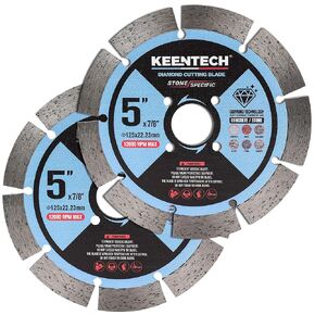 KEENTECH Segmented Diamond Saw Blade 5 inch, for Smooth Cutting Concrete Marble Granite Brick Masonry, Diamond Blade for Angle Grinder, 5" Dry or Wet Cutting Concrete Saw Blades (2-Pack)