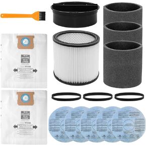 90304 Replacement Filter for Shop Vac Filters 90304 90350 90333 90107 90585, Fits Most 5 Gallon Up Wet/Dry Vacuum Cleaners, Replacement Vacuum Bag for Shop Vac Bags 10-14 Gallon